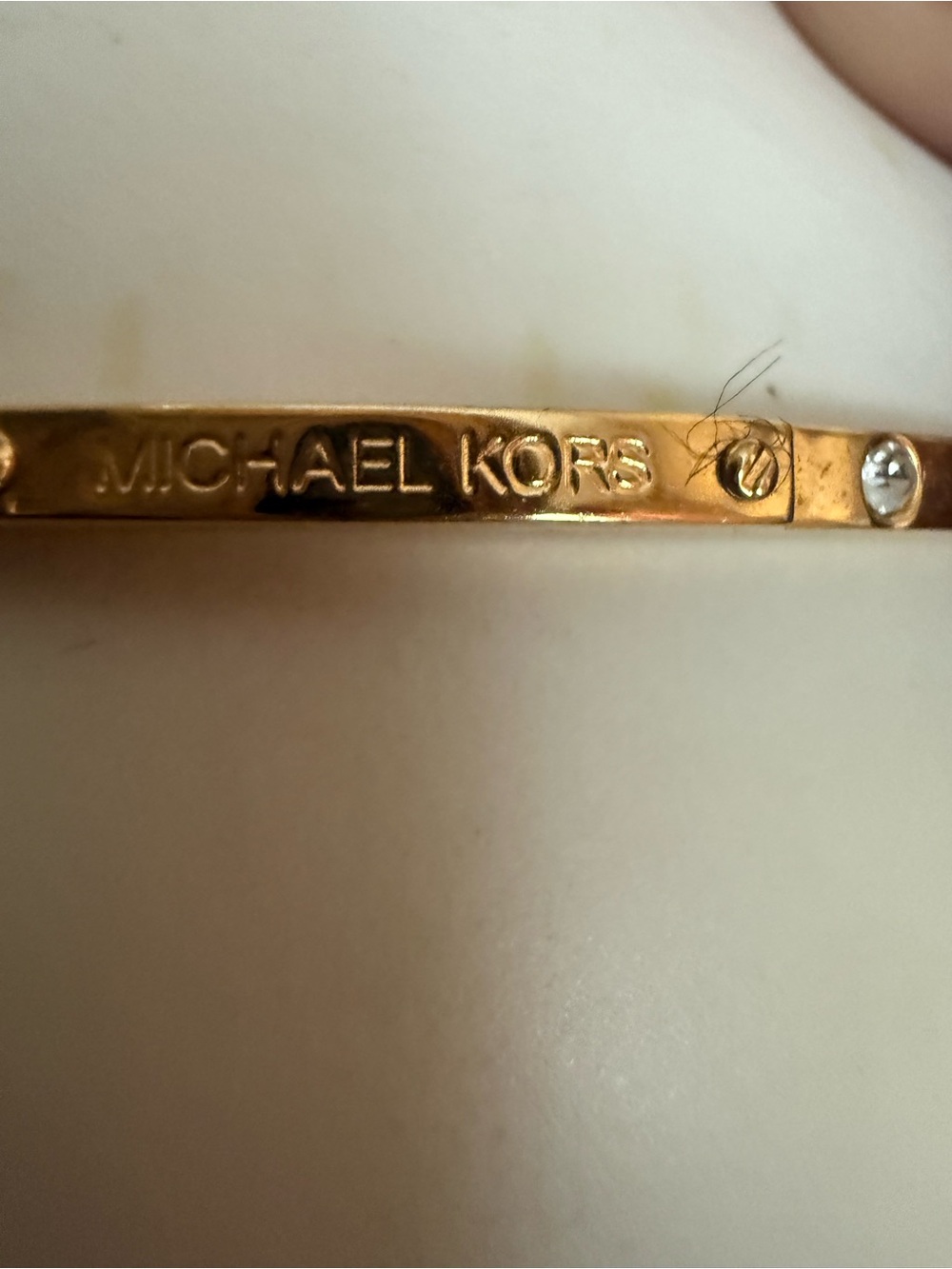 Michael Kors Gold Logo Slim Bangle with Crystal Rivets